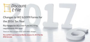 Changes to W2 and 1099 Forms in 2016 including a new W2 due date and requirments - DiscountEfile.com